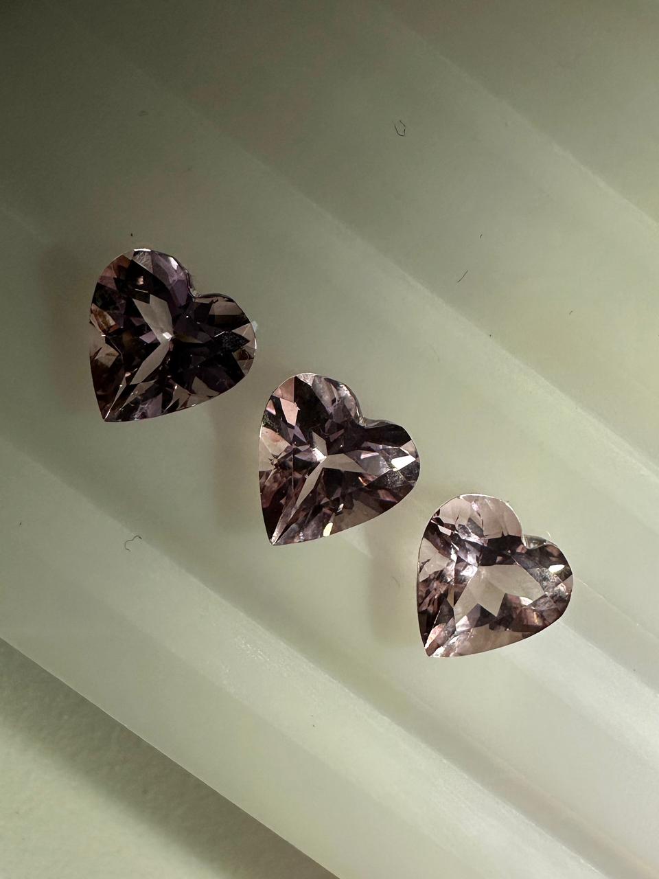 Set of pink morganists in the form of a heart, 4.38 carats