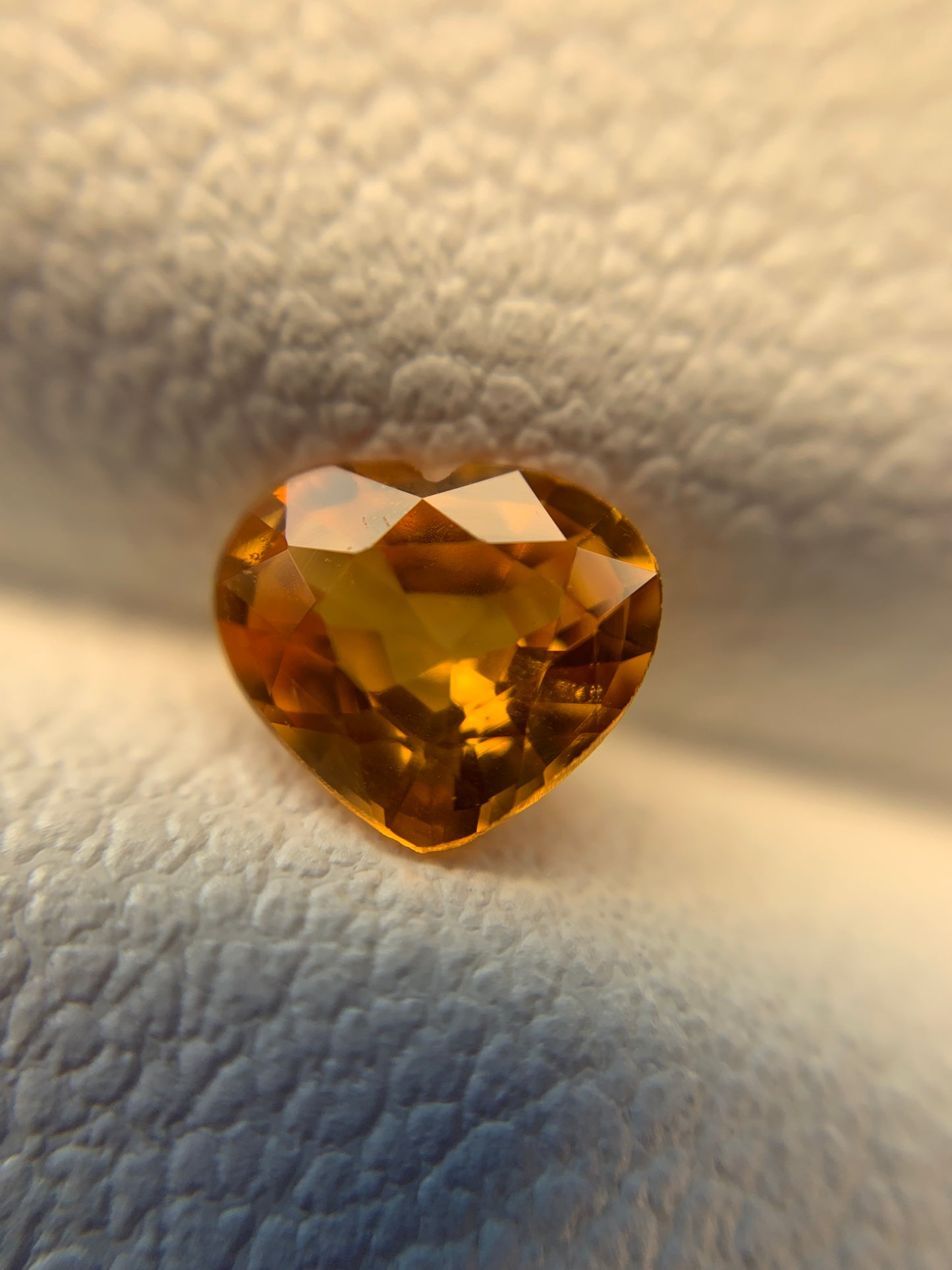Heart faceted spessartite orange garnet 1.055 ct