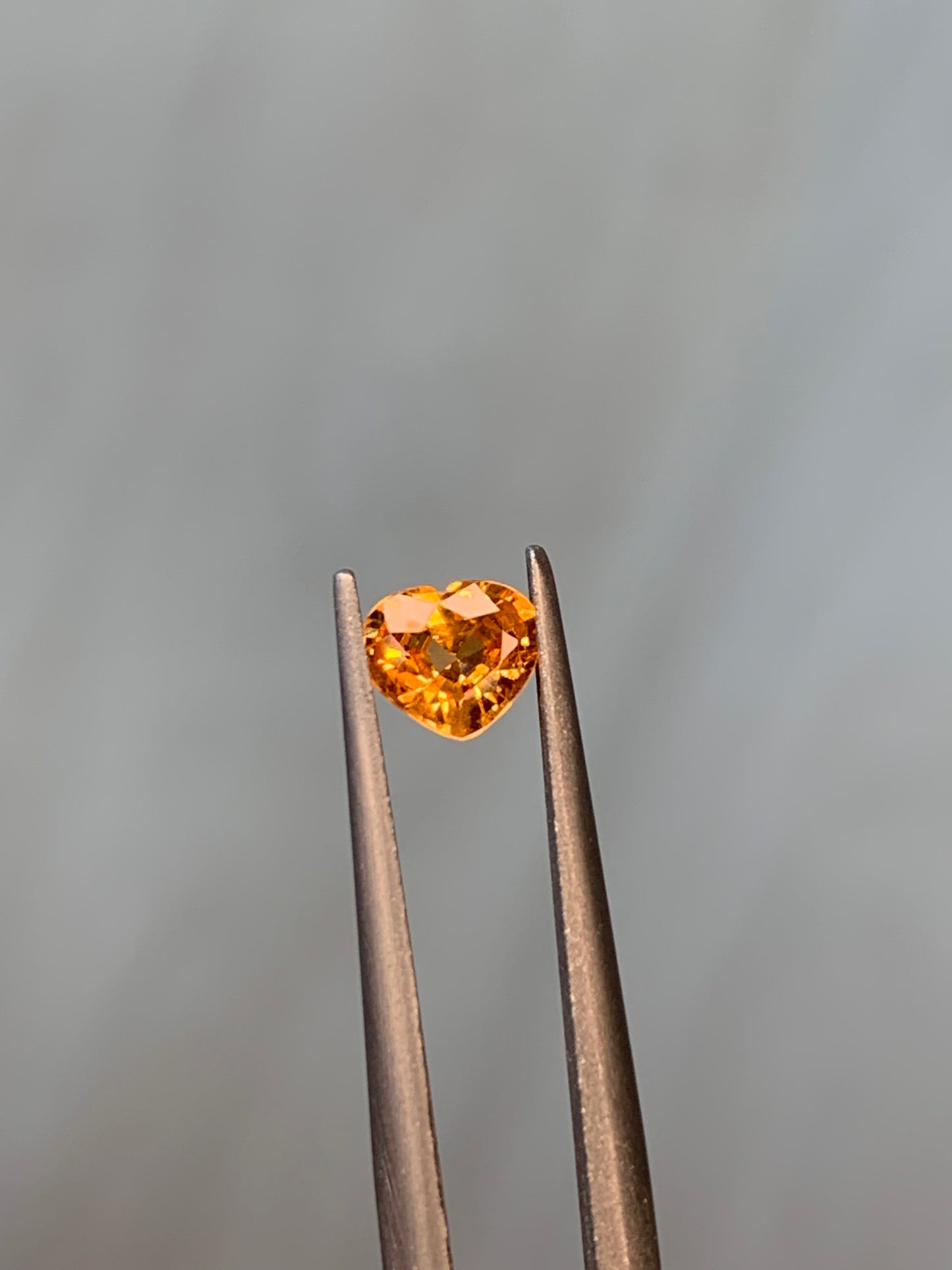 Heart faceted spessartite orange garnet 1.055 ct
