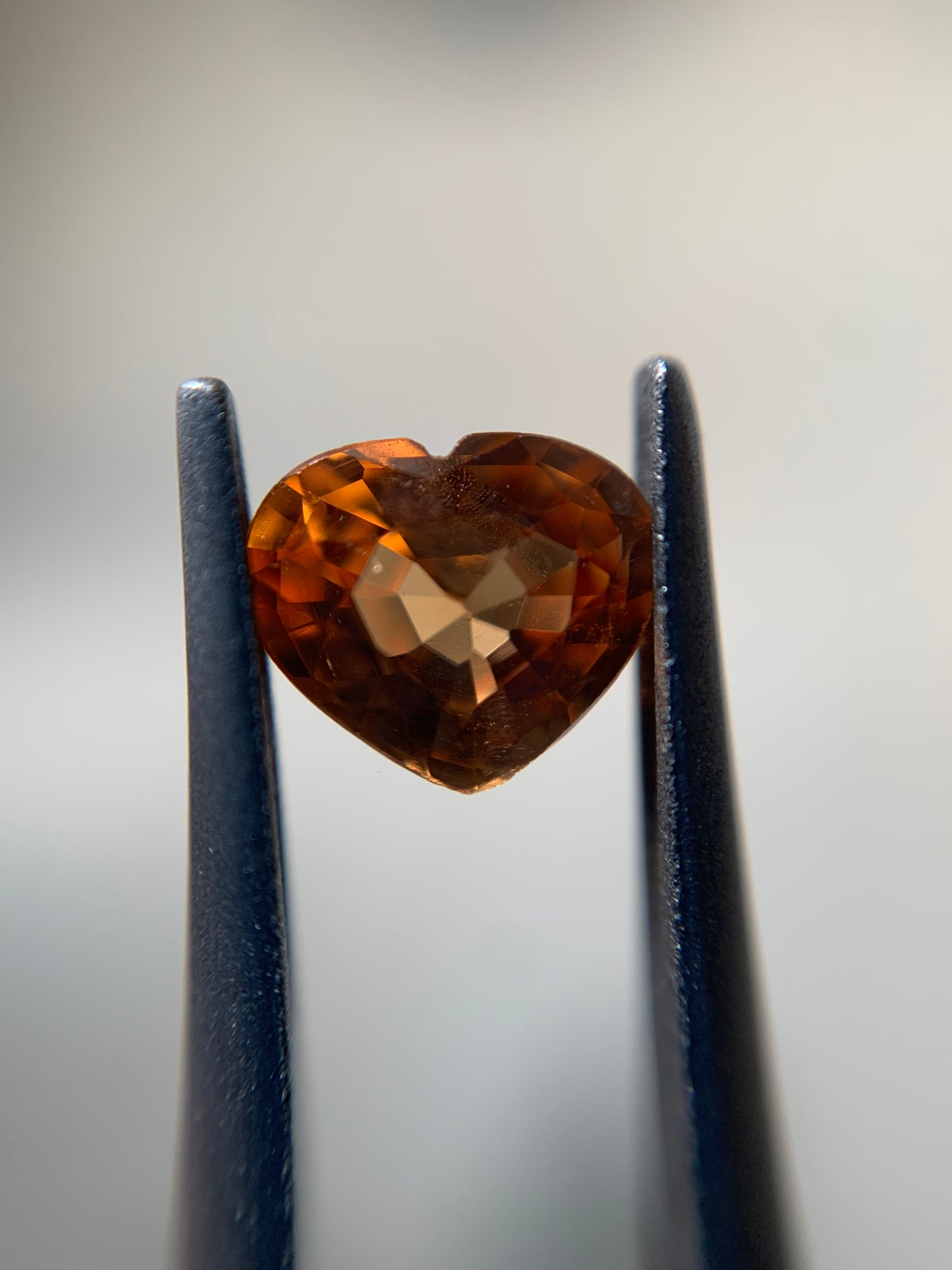 Heart faceted spessartite orange garnet 1.055 ct
