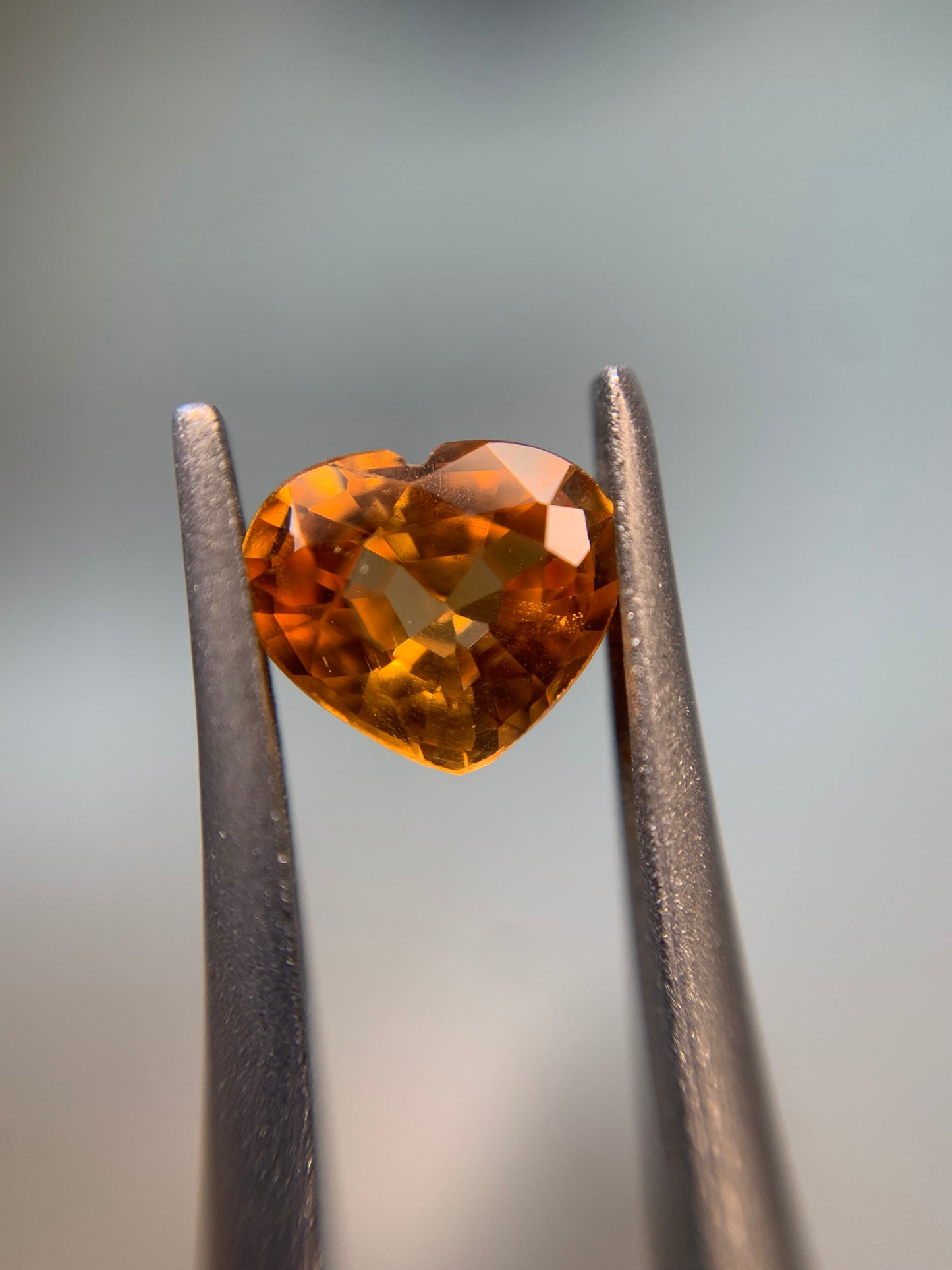 Heart faceted spessartite orange garnet 1.055 ct