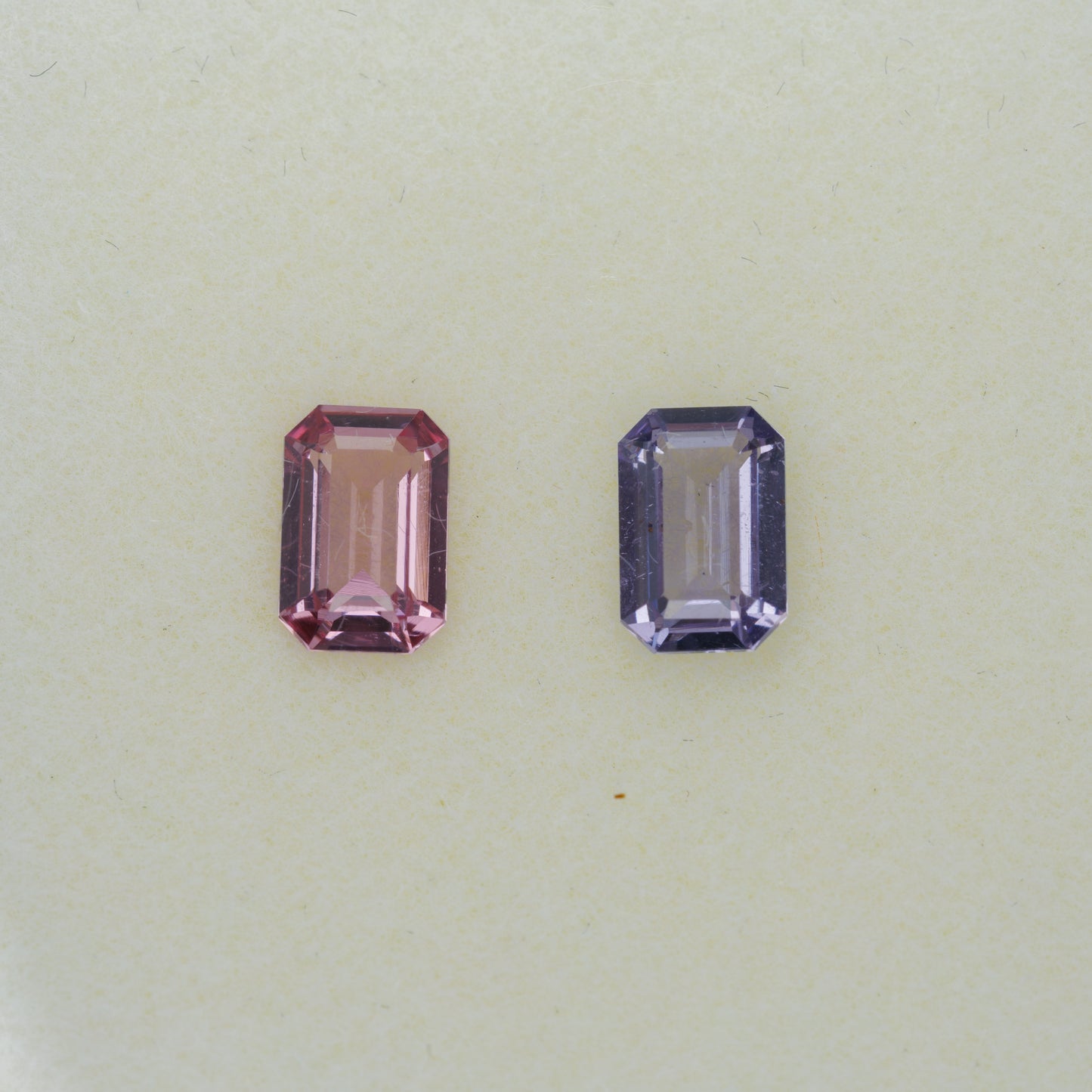Faceted spinel pair of different colors called mismatch pairs 1.02 ct