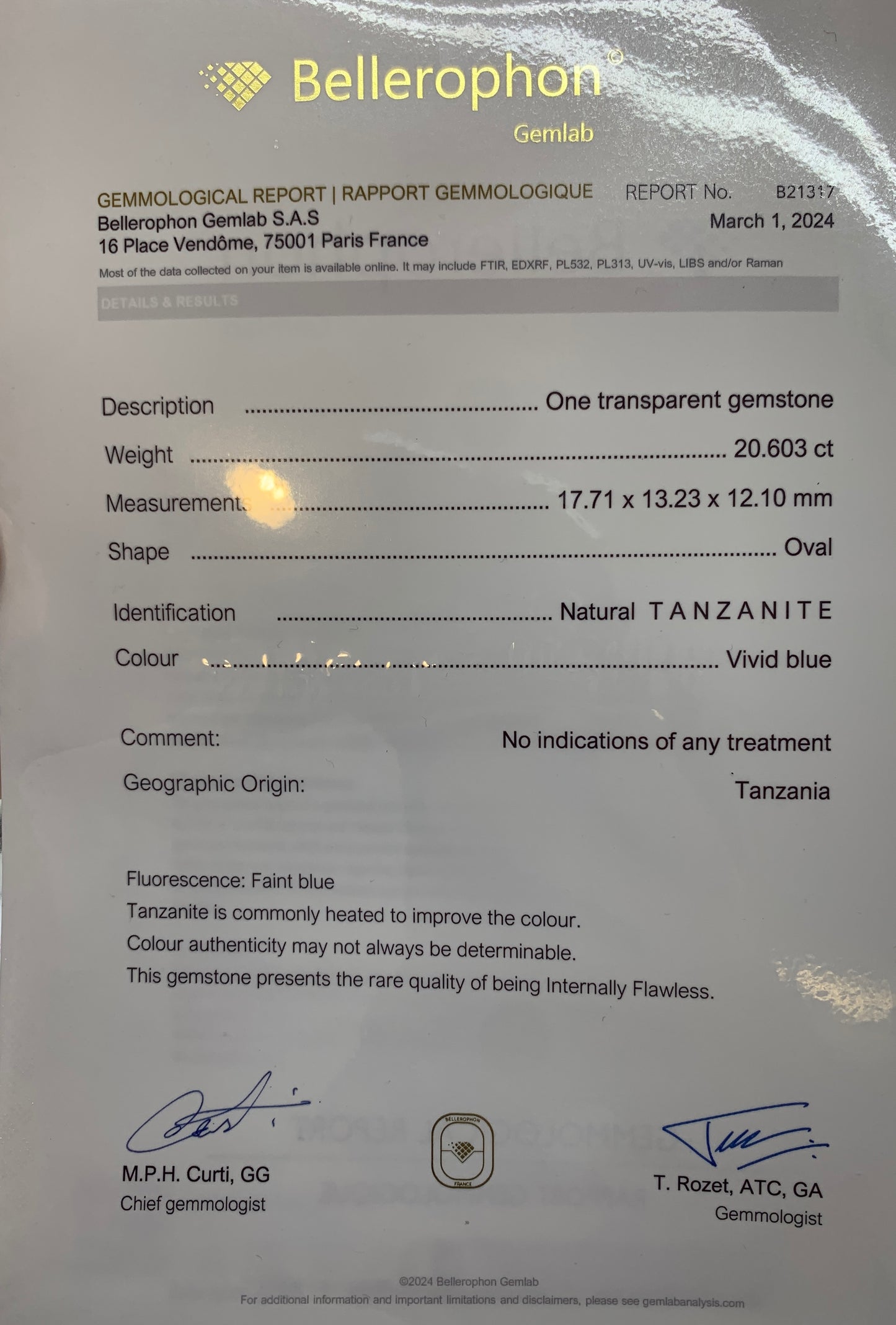 Faceted tanzanite 20+ ct