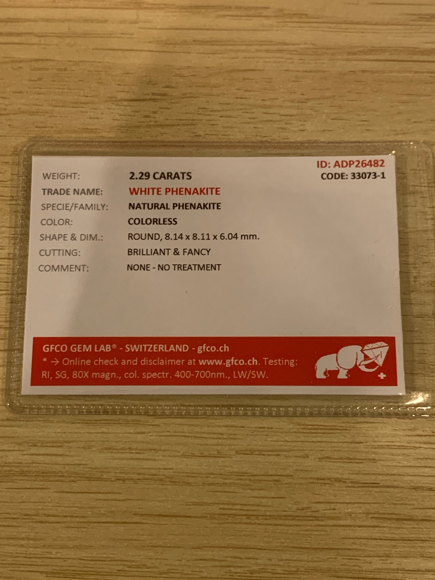 2.29 ct Certified faceted phenakite