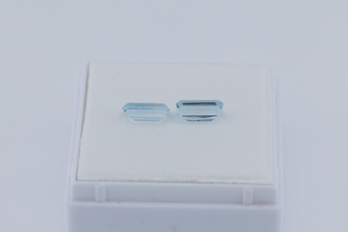 Faceted aquamarine baguette pair, 1.85 cts