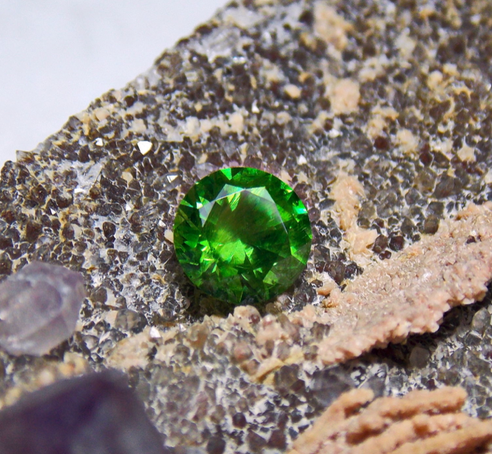 Faceted Russian demantoid garnet, 1.18 ct