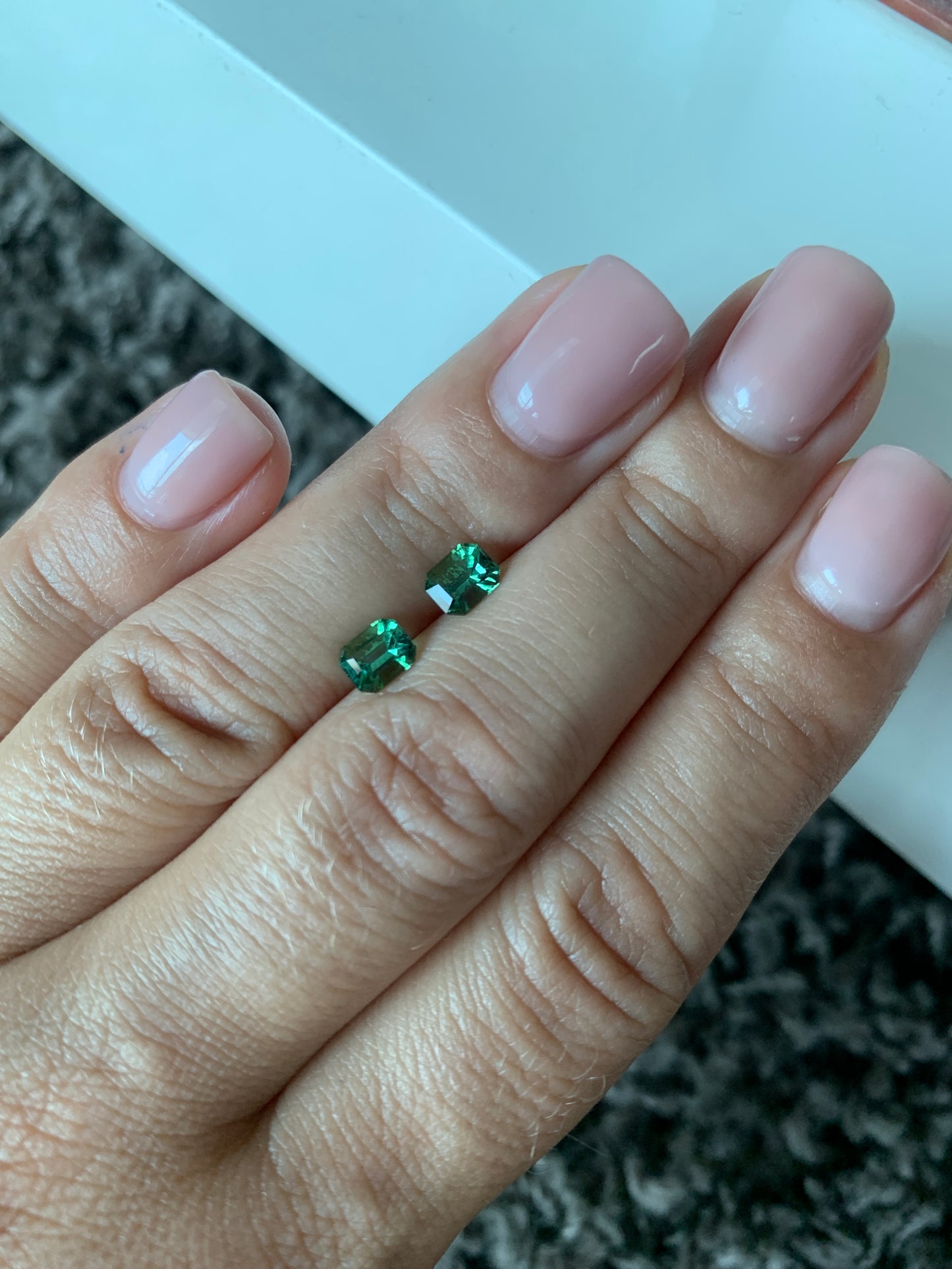 1.35 cts Faceted green tourmaline pair