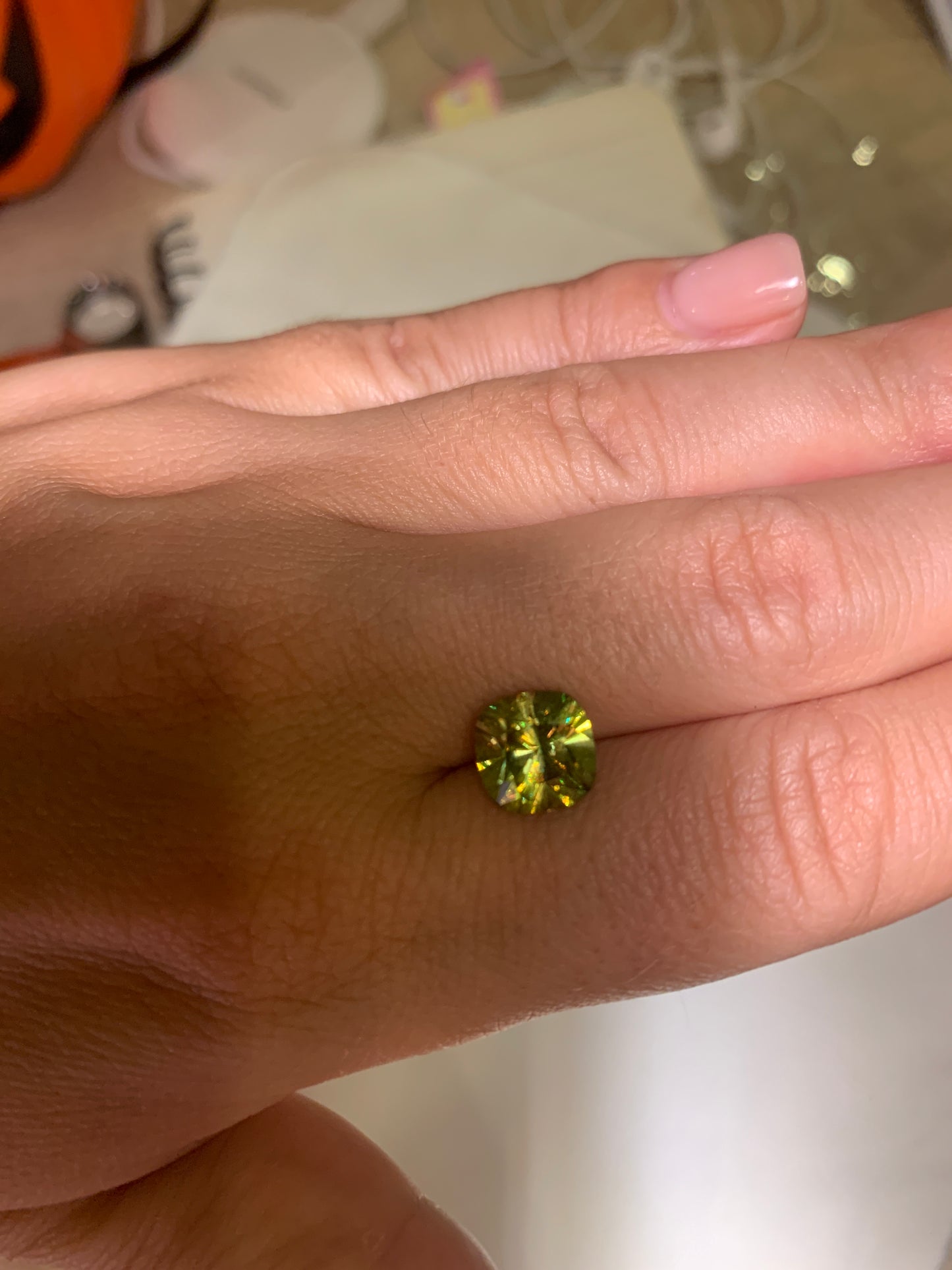 3.47 cts Exceptional faceted yellow green sphene