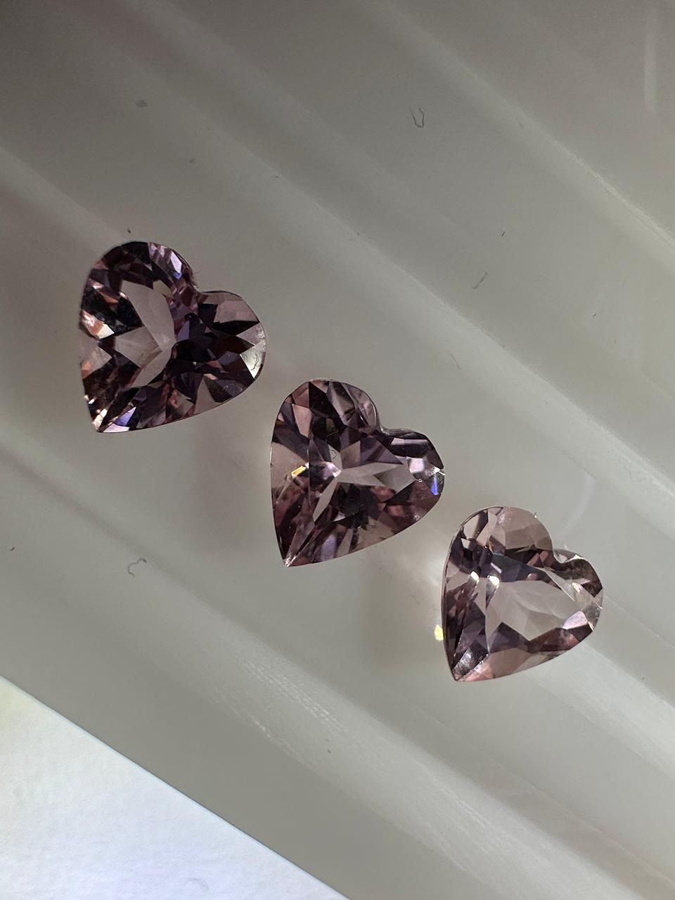 Set of pink morganists in the form of a heart, 4.38 carats