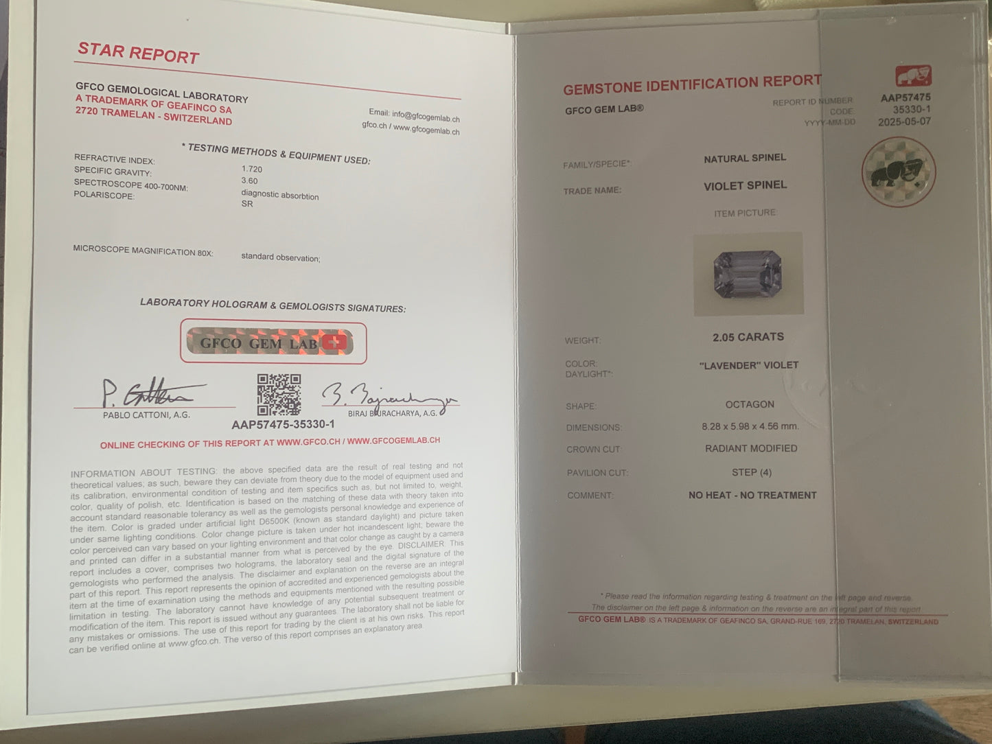 Faceted lavender spinel, 2.05 cts