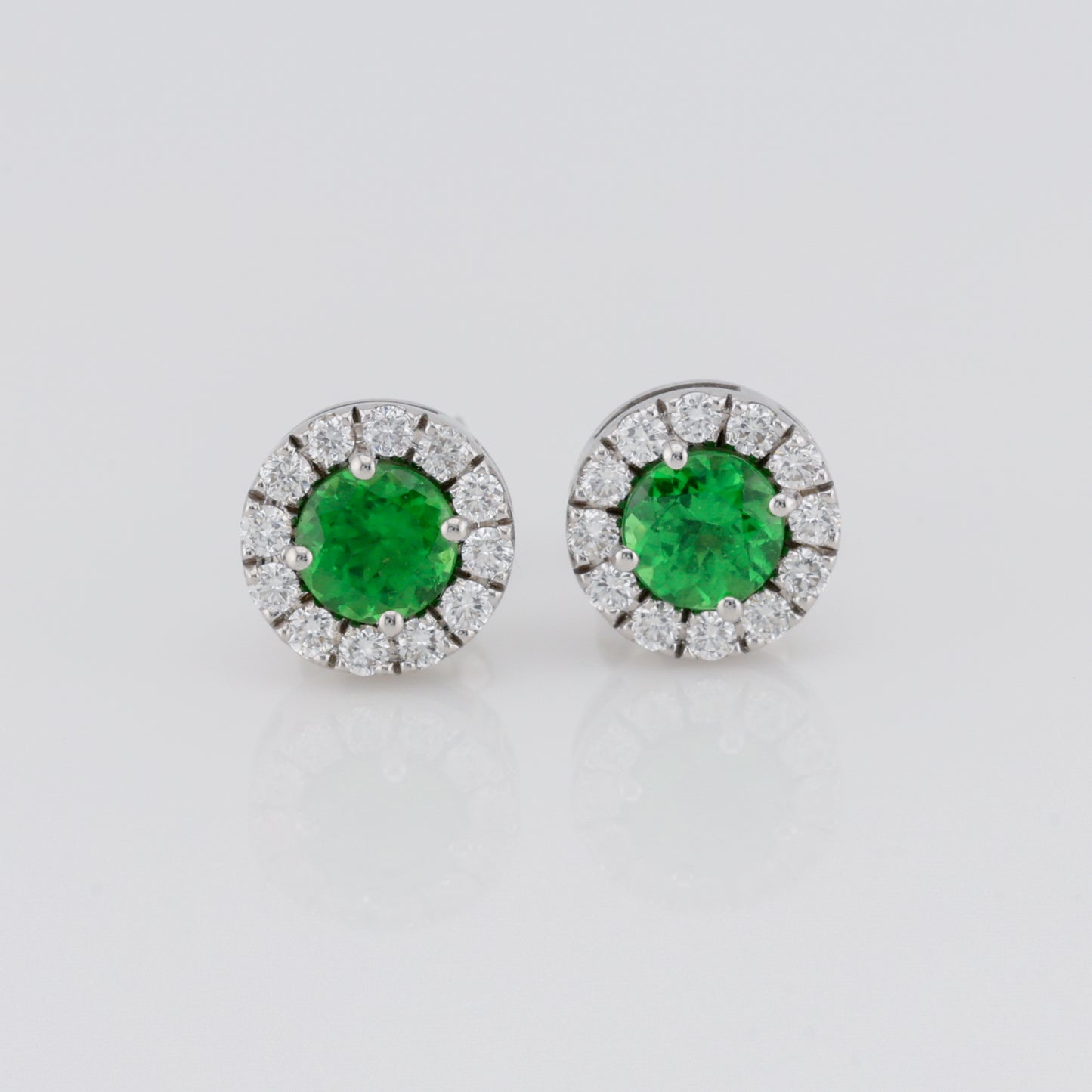 Faceted tsavorite diamond stud earrings
