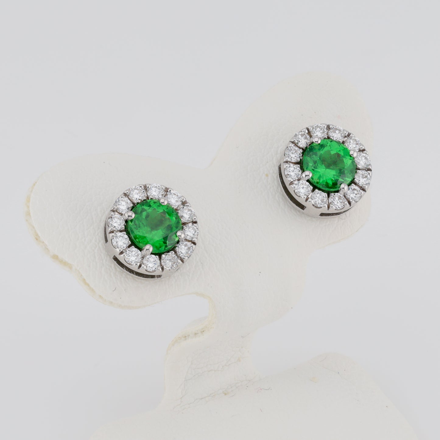 Faceted tsavorite diamond stud earrings