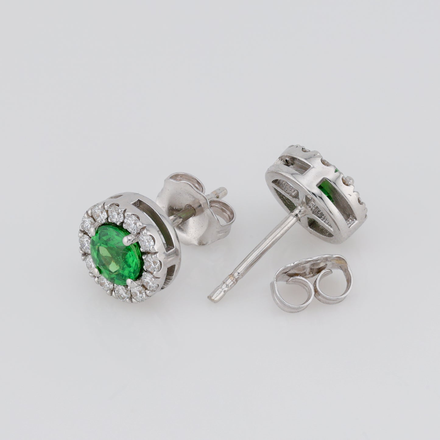 Faceted tsavorite diamond stud earrings