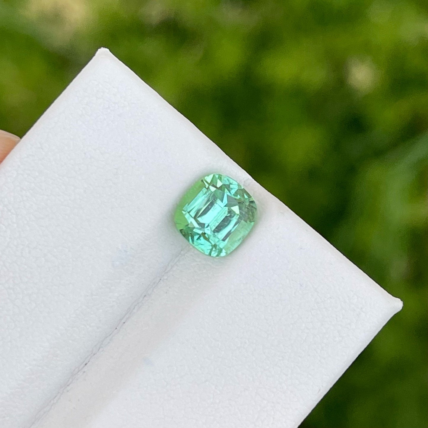 Faceted mint tourmaline diamond band golden ring