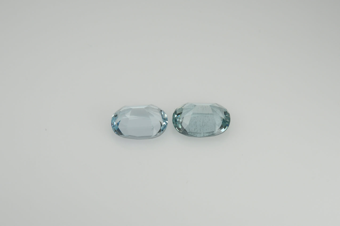 Pair of oval faceted 3.62 carat aquamarines