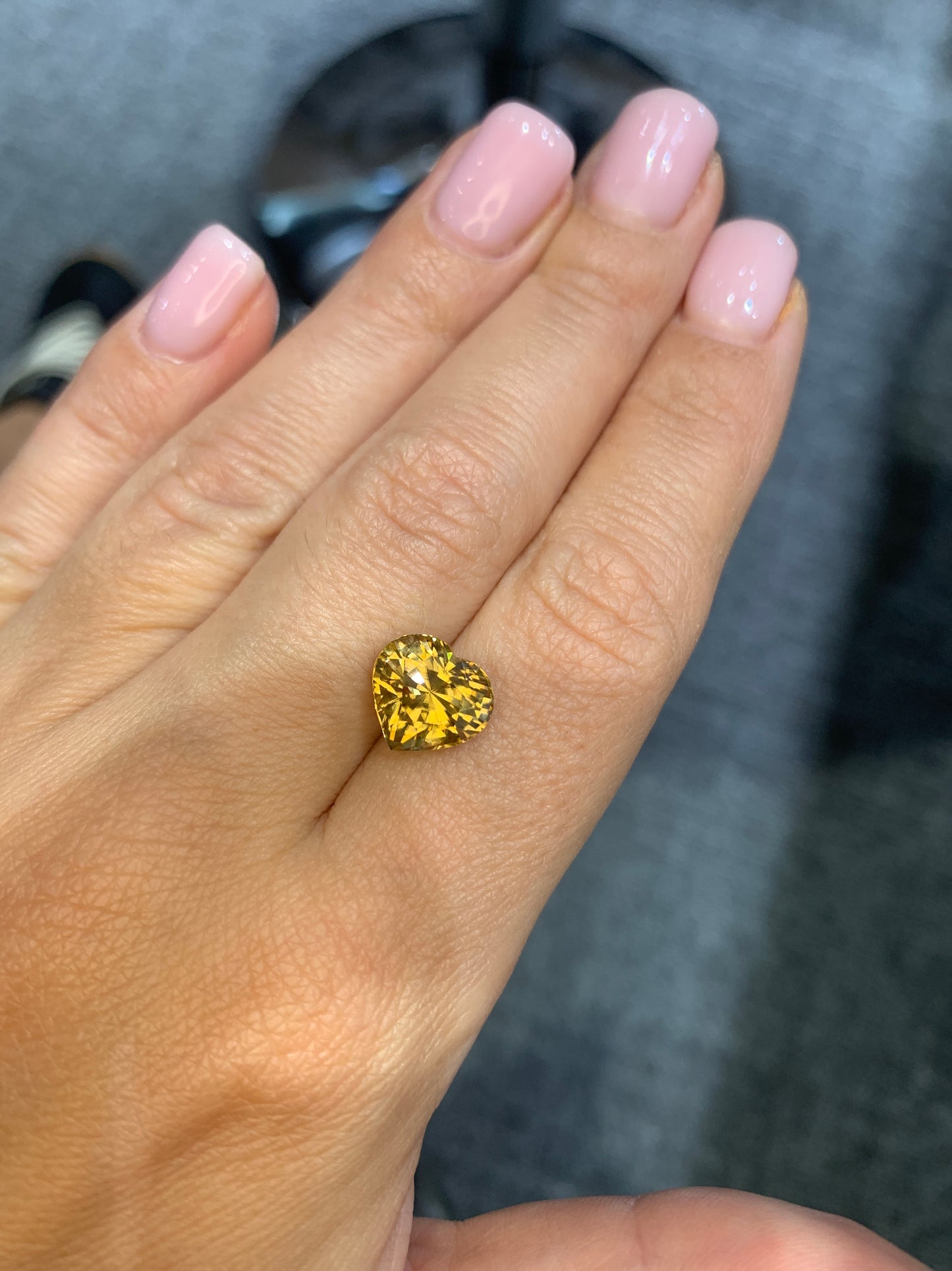 6.05 cts, Facted yellow zircon heart shape, perfect cut