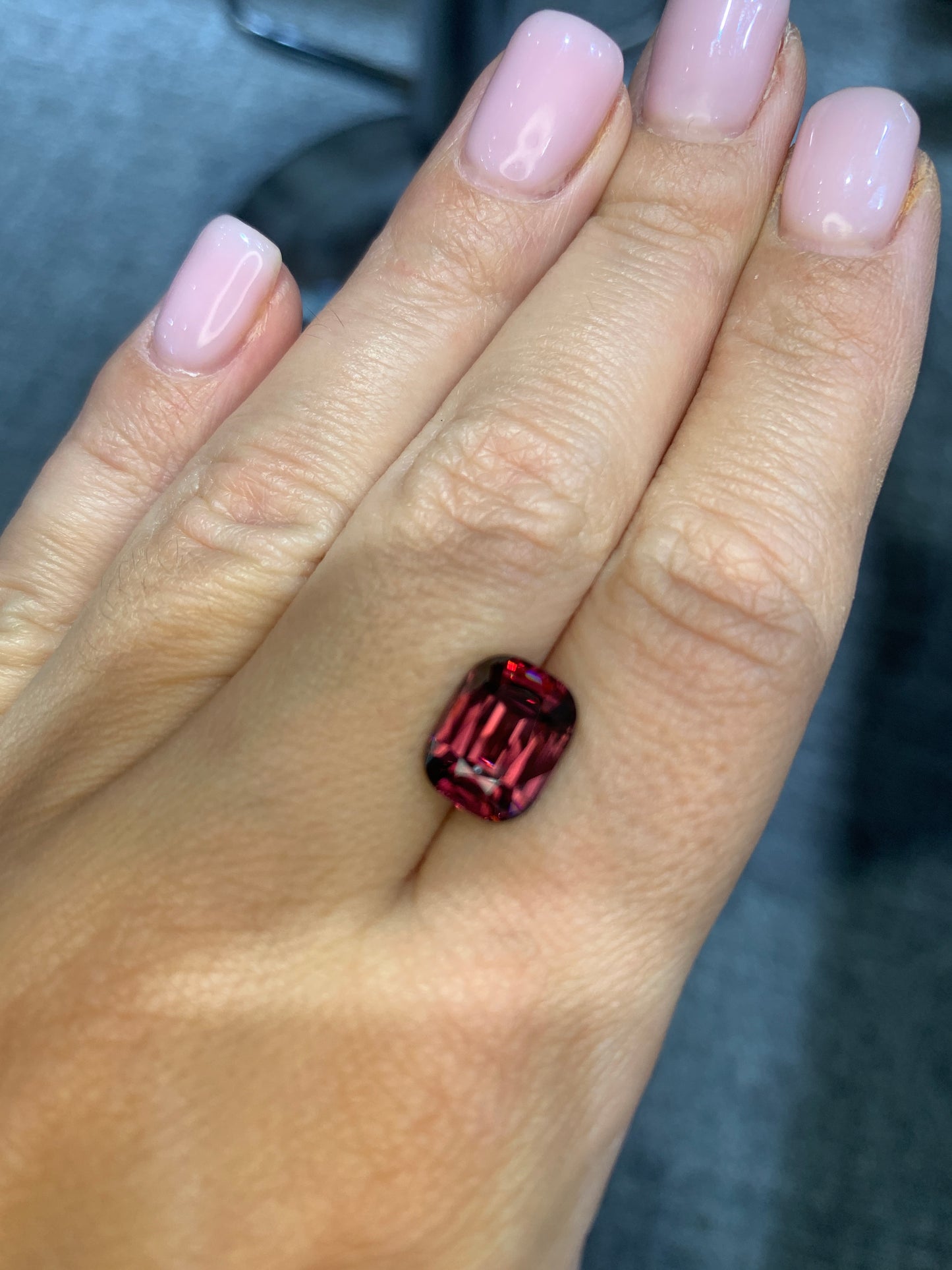 5.78 cts, Faceted red zircon, cushion cut