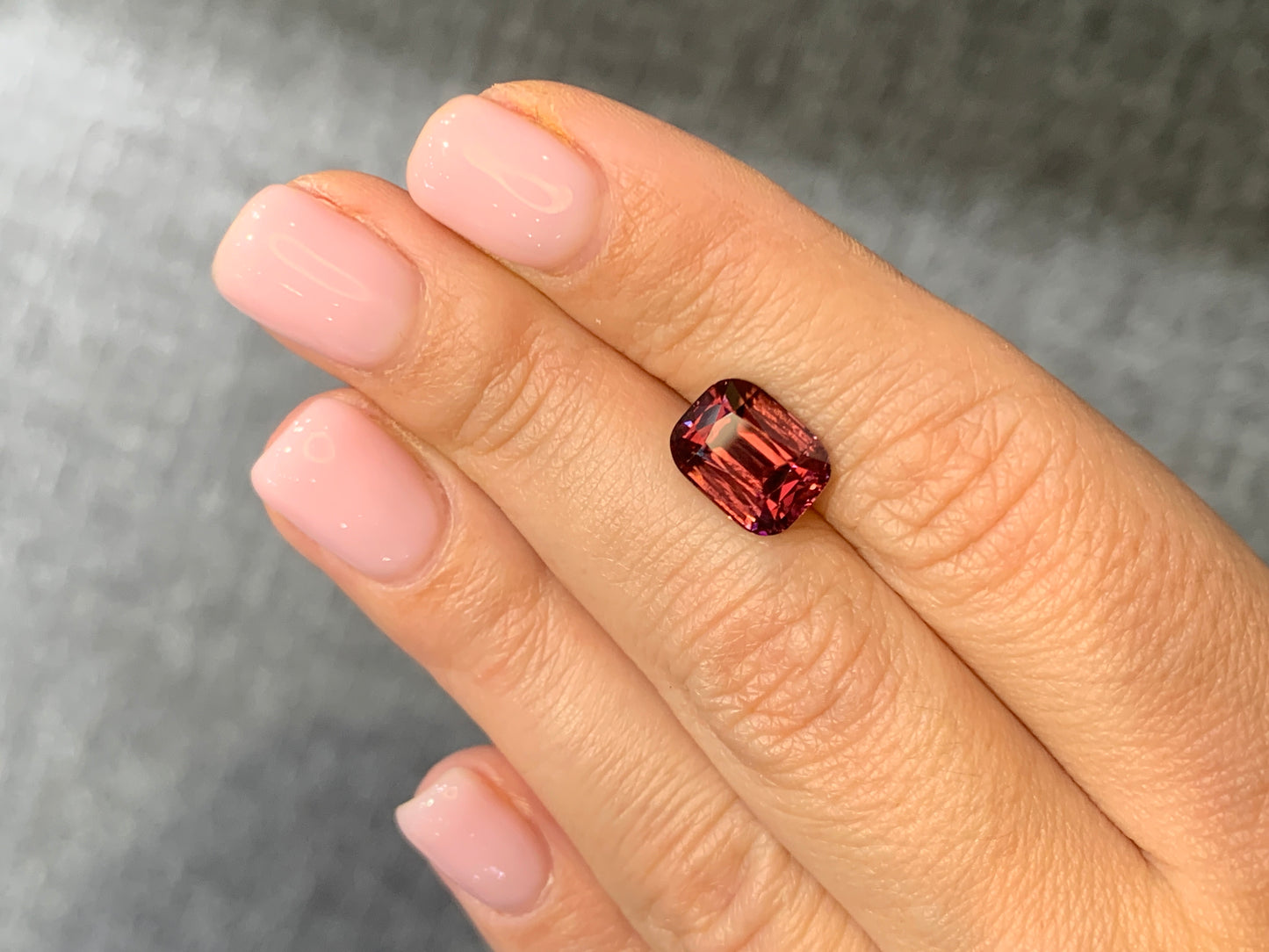 5.82 cts, Faceted red zircon, cushion cut