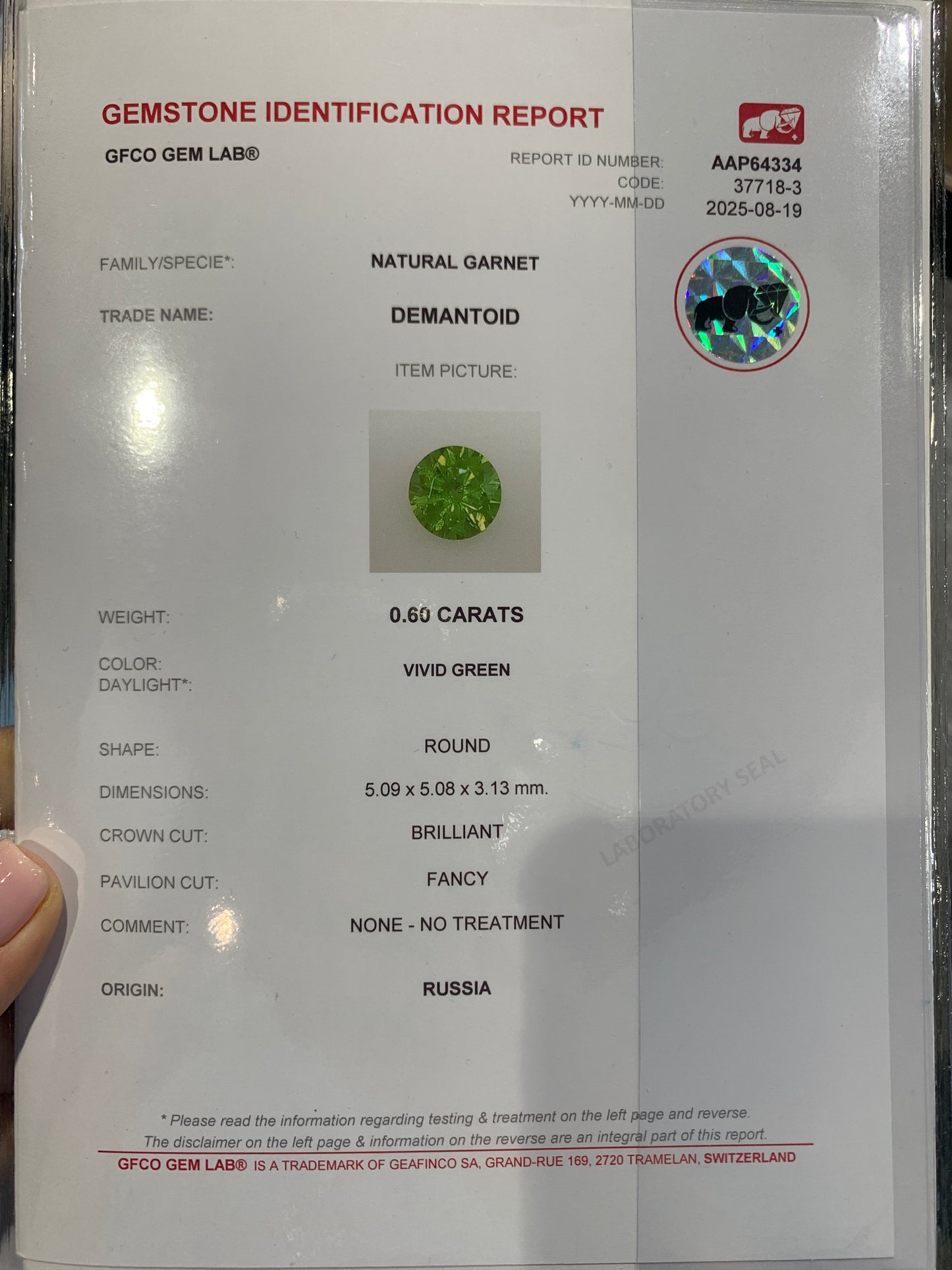 1.3 ct Faceted Russian demantoid topazolite faceted garnet
