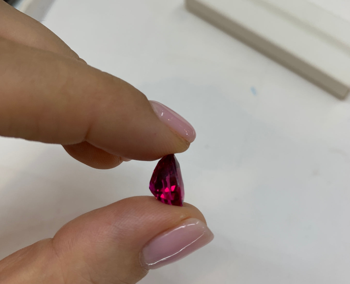 Faceted tourmaline rubellite of natural saturated color 4.84 ct