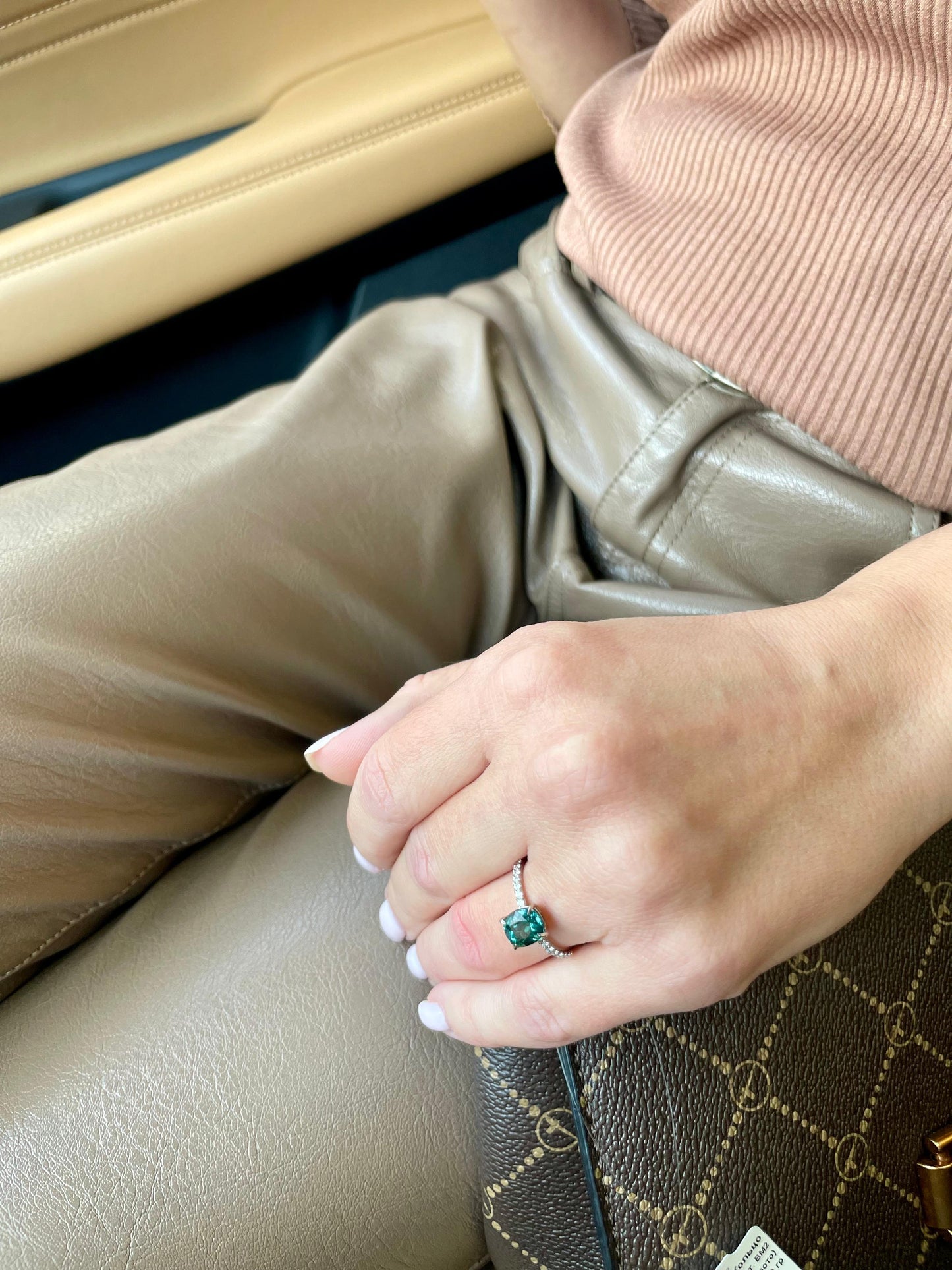 Faceted blue lagoon tourmaline diamond band golden ring