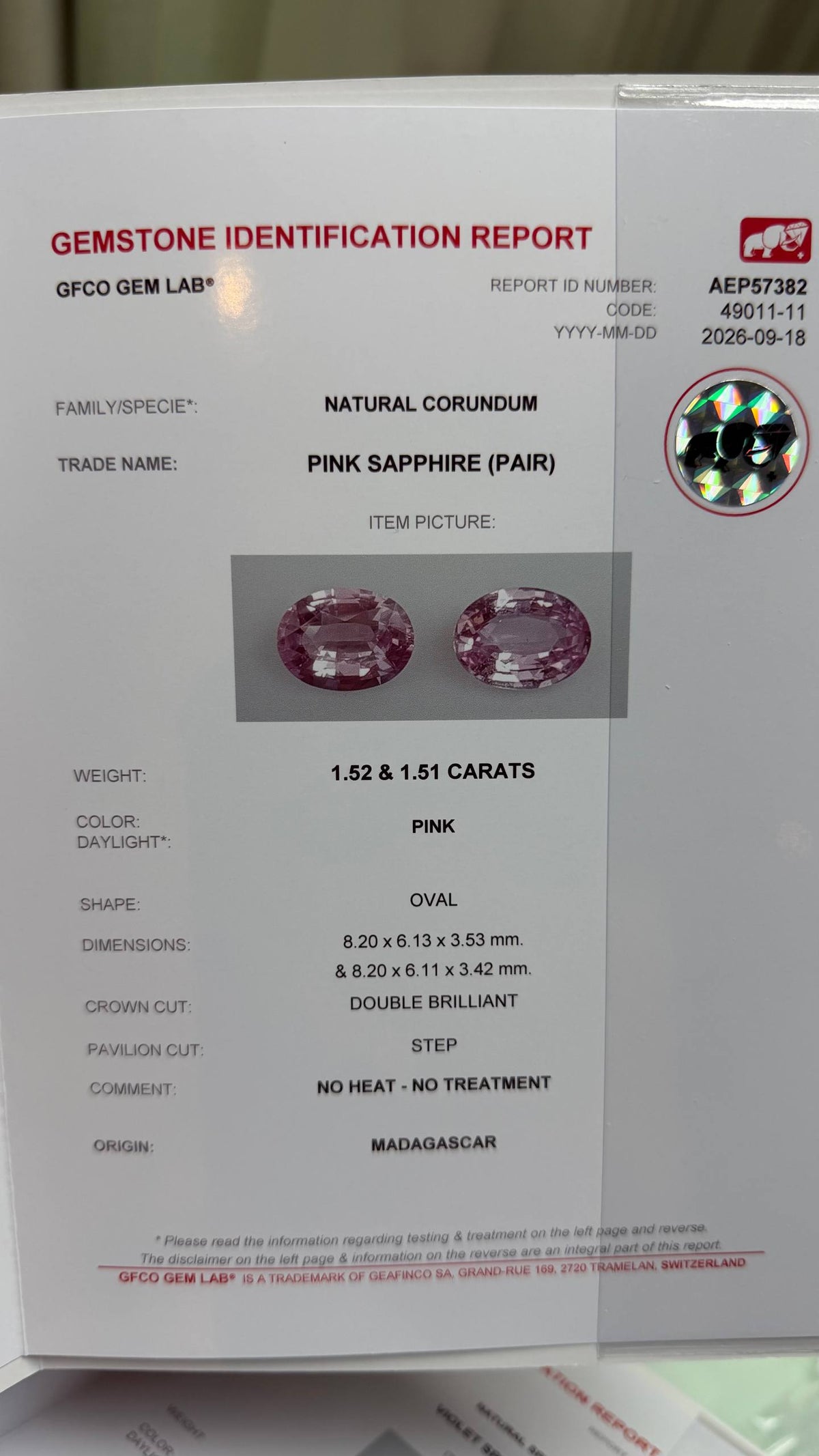 3.03 CTs, Faceted natural pink sapphire oval pair for earrings, no treatments