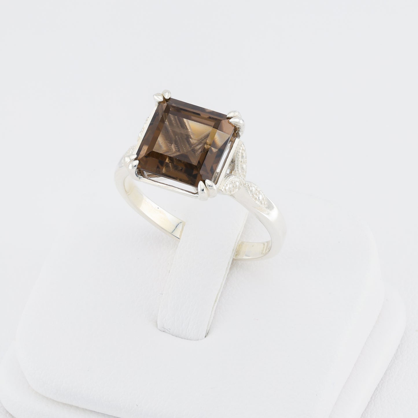 Smoky quartz silver ring