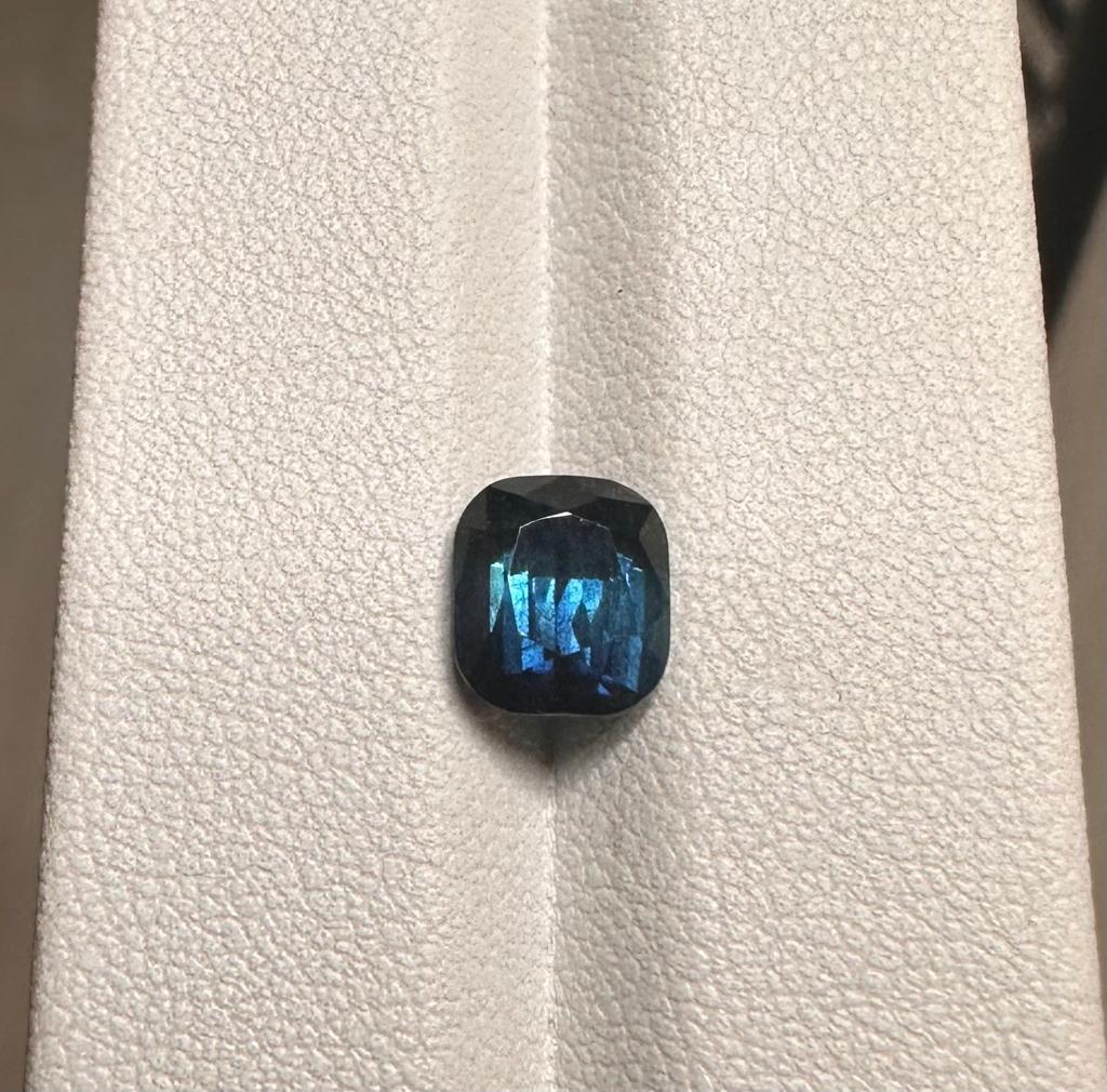 Rare color faceted indicolite tourmaline, 2.3 CTs