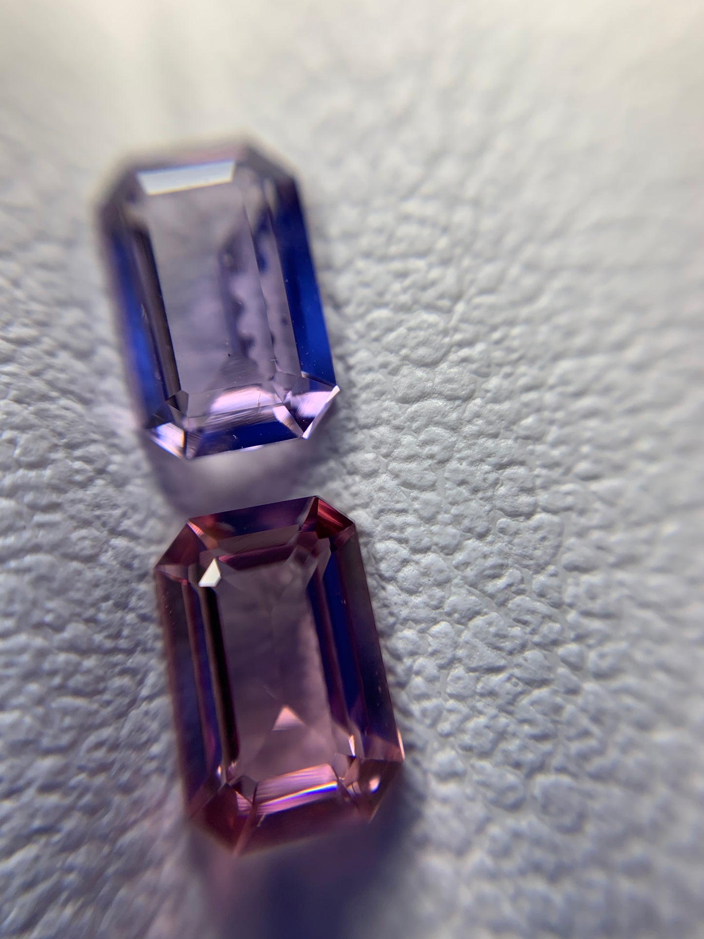 Faceted spinel pair of different colors called mismatch pairs 1.02 ct