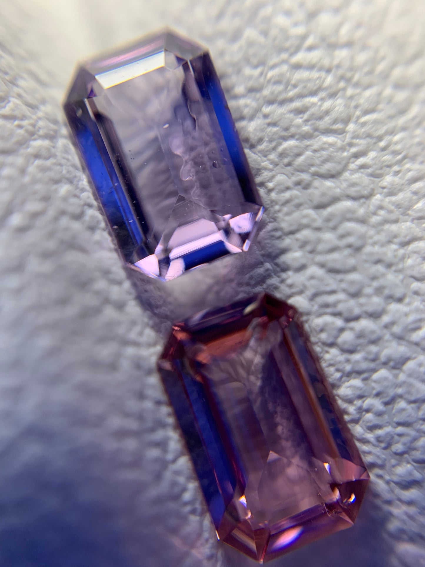 Faceted spinel pair of different colors called mismatch pairs 1.02 ct
