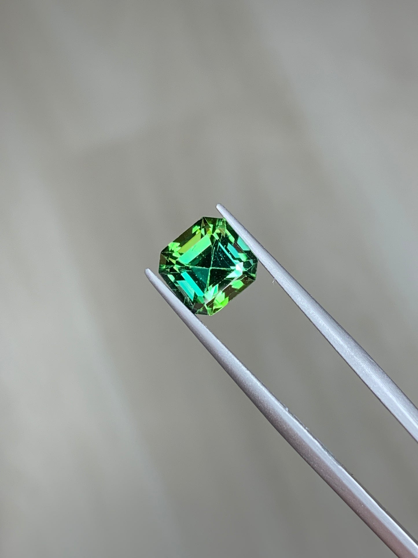 Square tourmaline, faceted green afghan tourmaline 2.57 ct