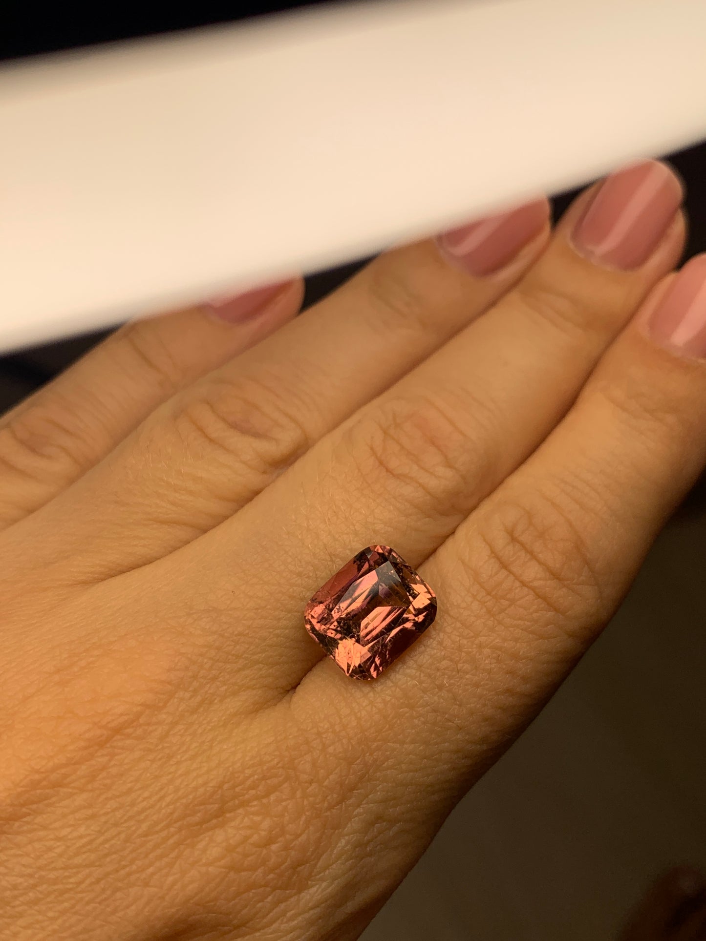 Pinkish orange faceted tourmaline 7 carats