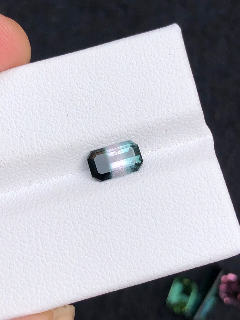 Faceted tricolor tourmaline 0.85 ct