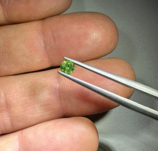 Faceted demantoid garnet