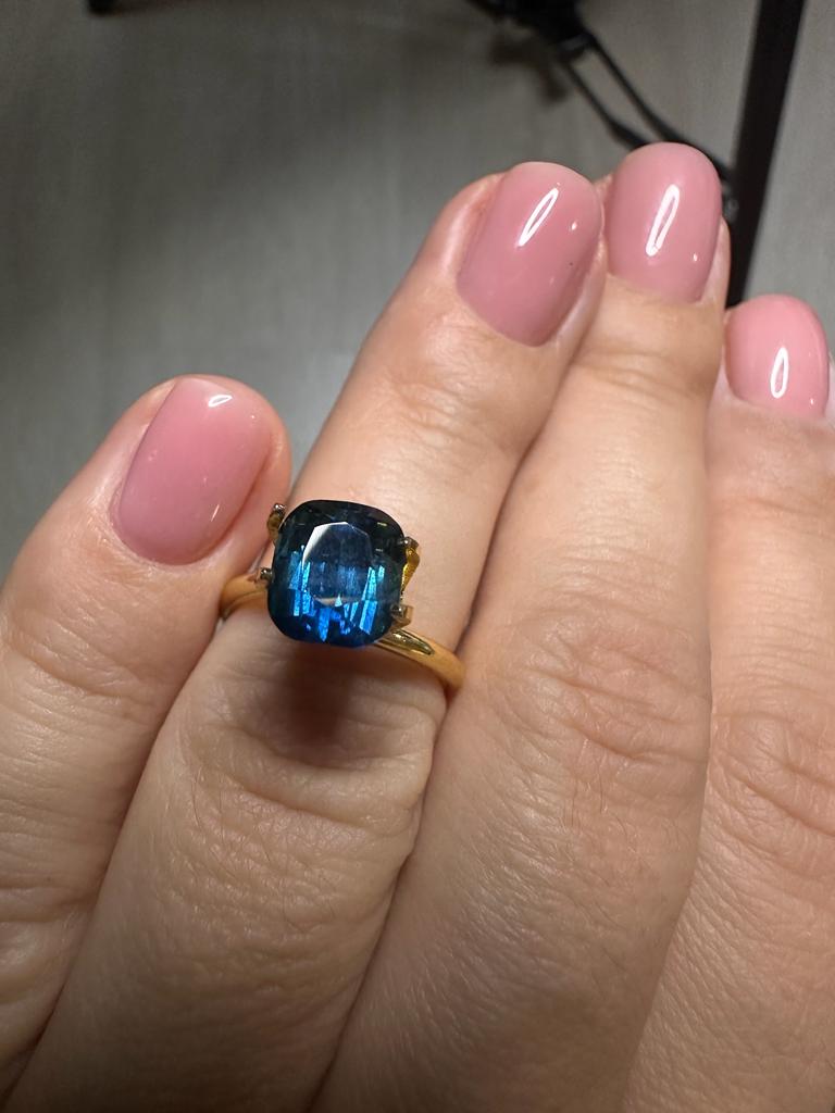 Rare color faceted indicolite tourmaline, 2.3 CTs