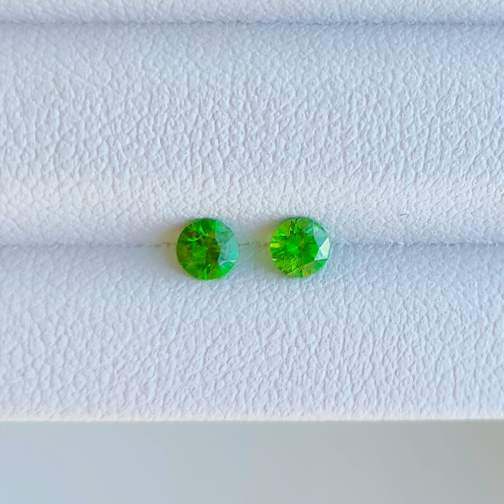 Faceted pair demantoid garnet