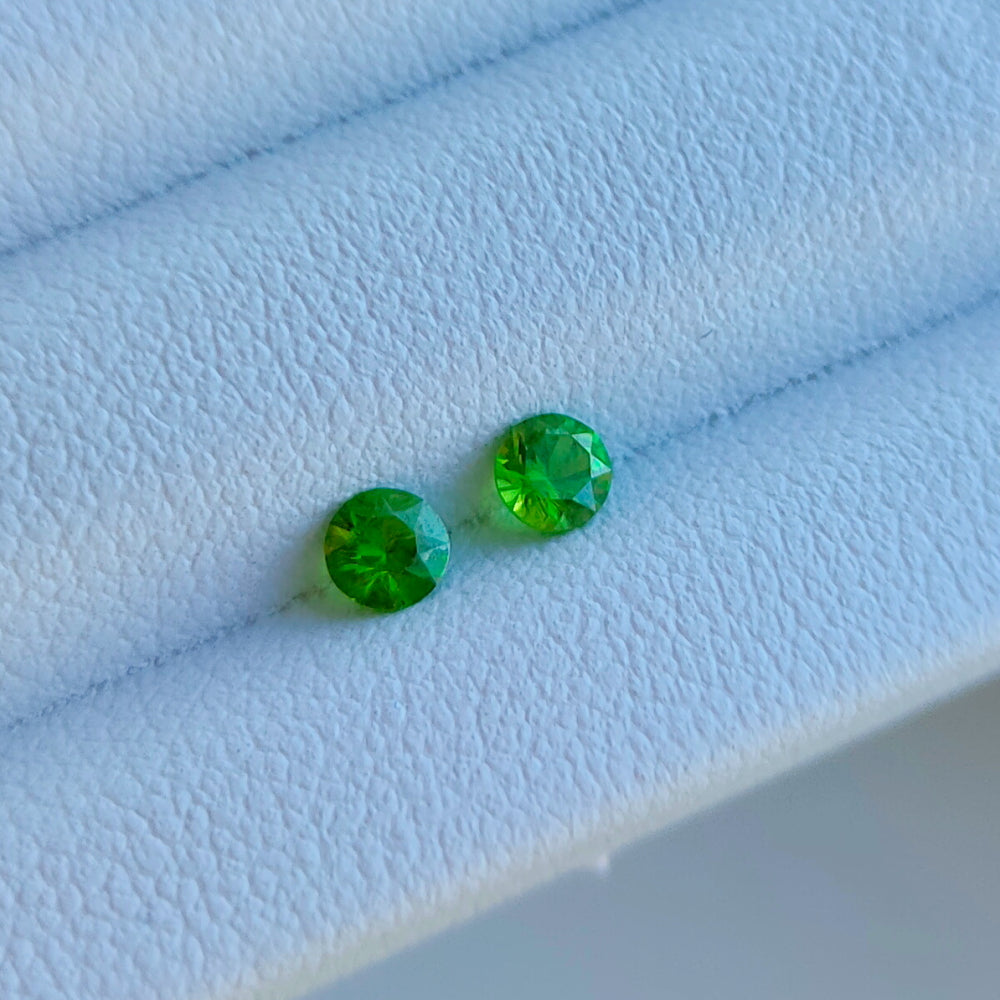 Faceted pair demantoid garnet