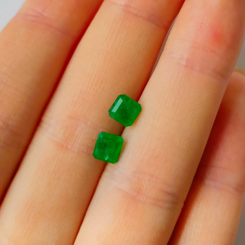 Faceted emerald pair 1.35 ct