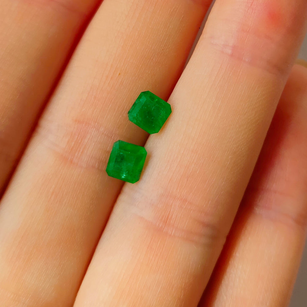 Faceted emerald pair 1.35 ct