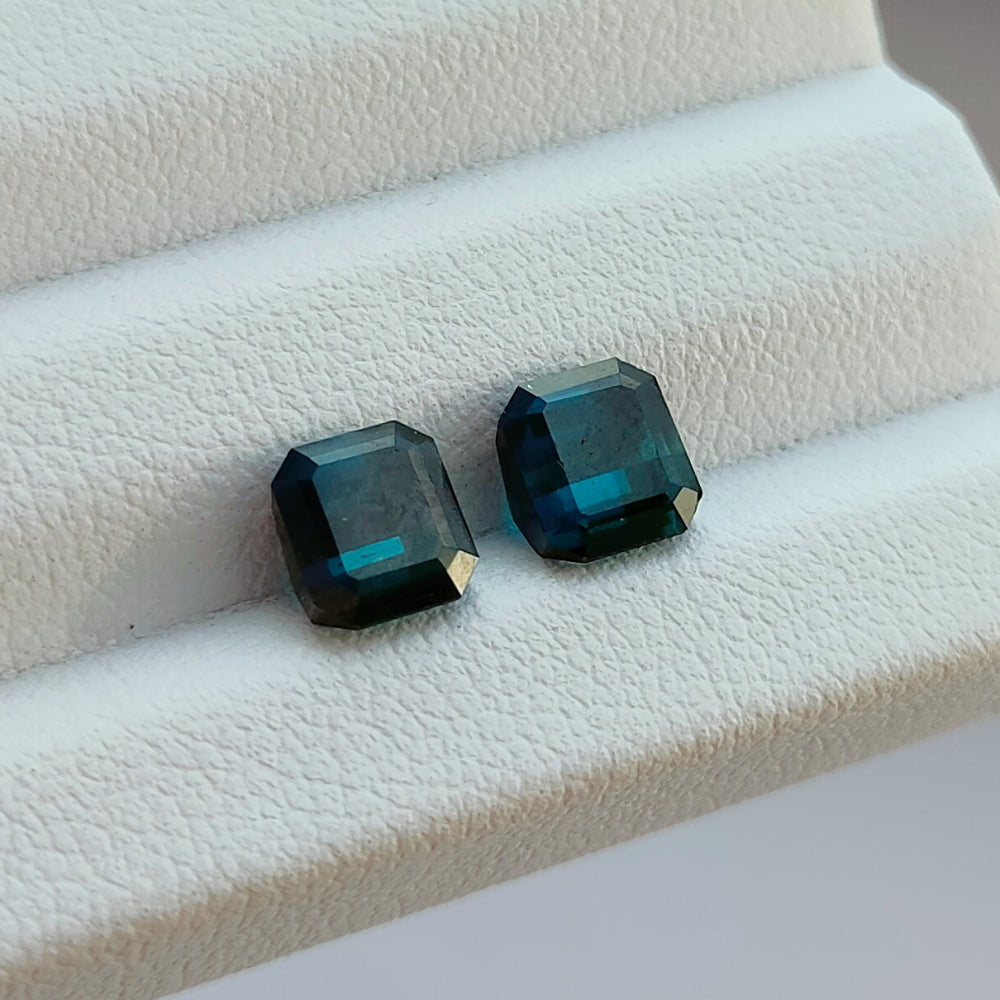 Faceted Blue tourmaline pair 2.65 ct