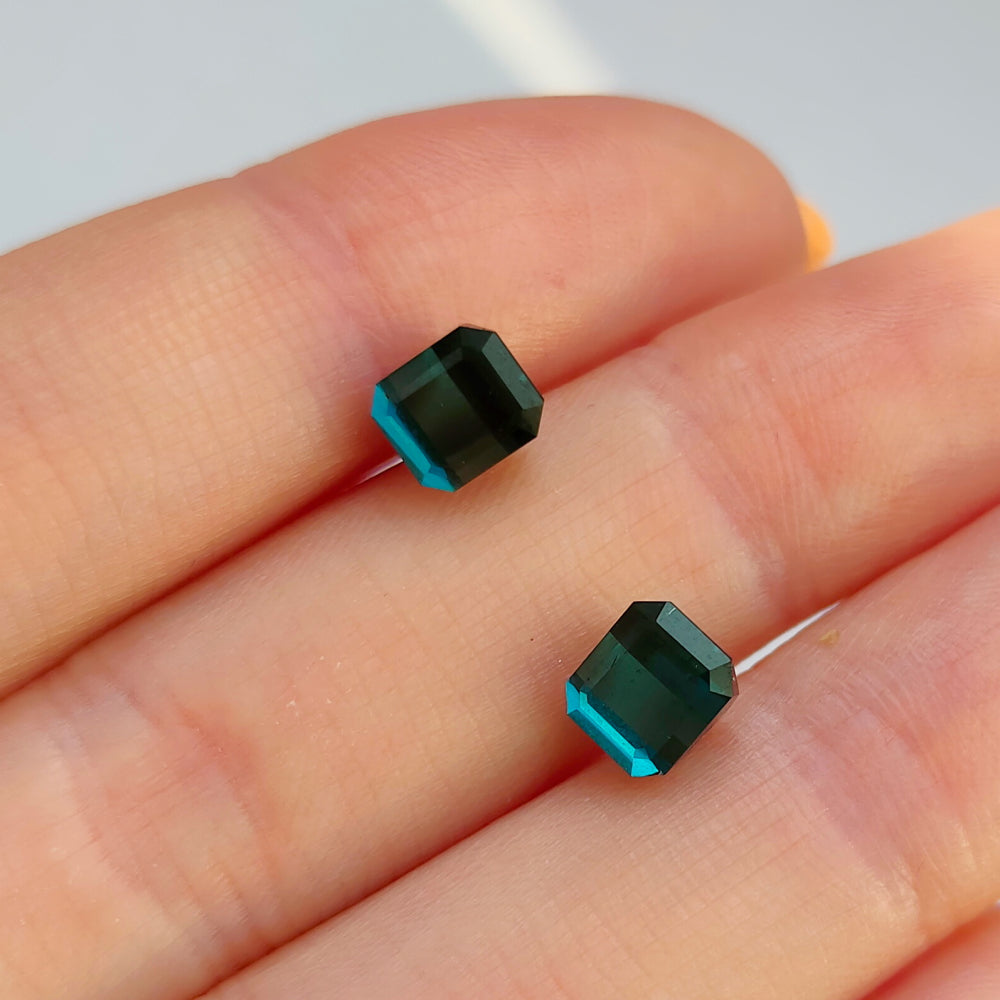 Faceted Blue tourmaline pair 2.65 ct