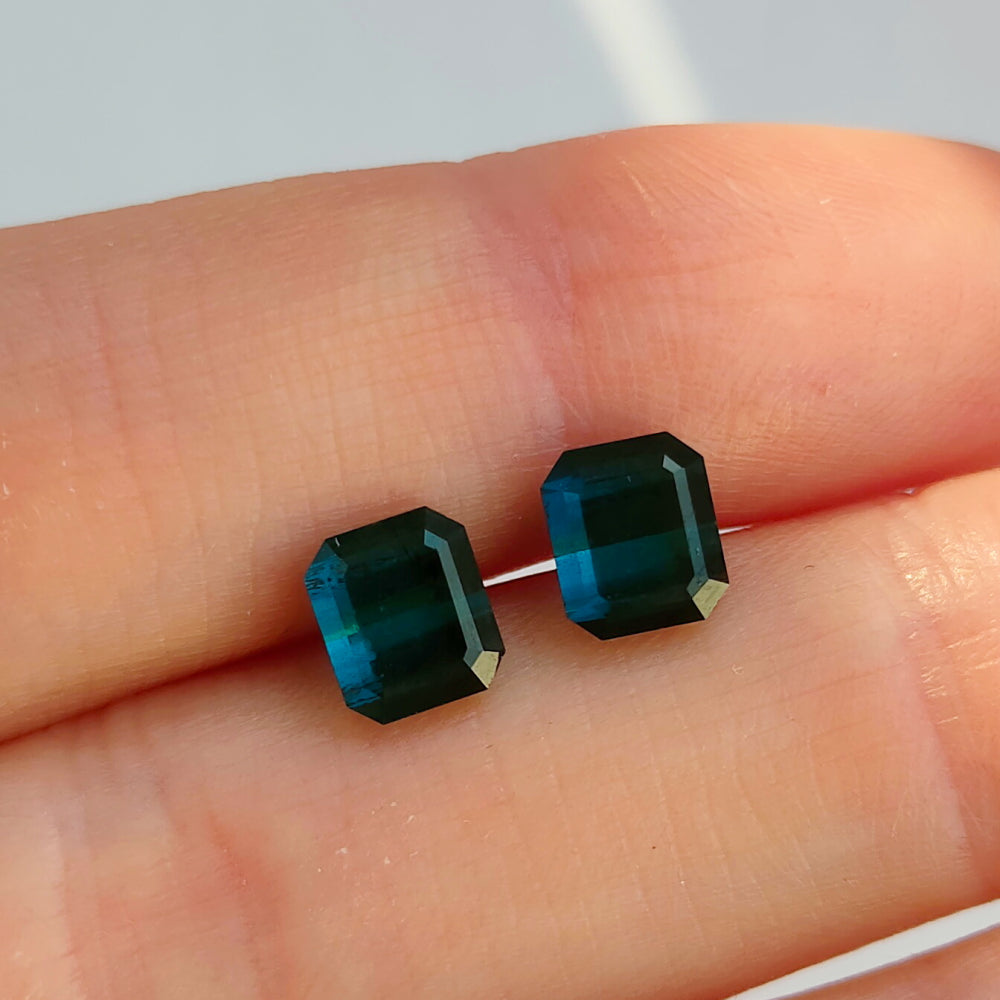 Faceted Blue tourmaline pair 2.65 ct