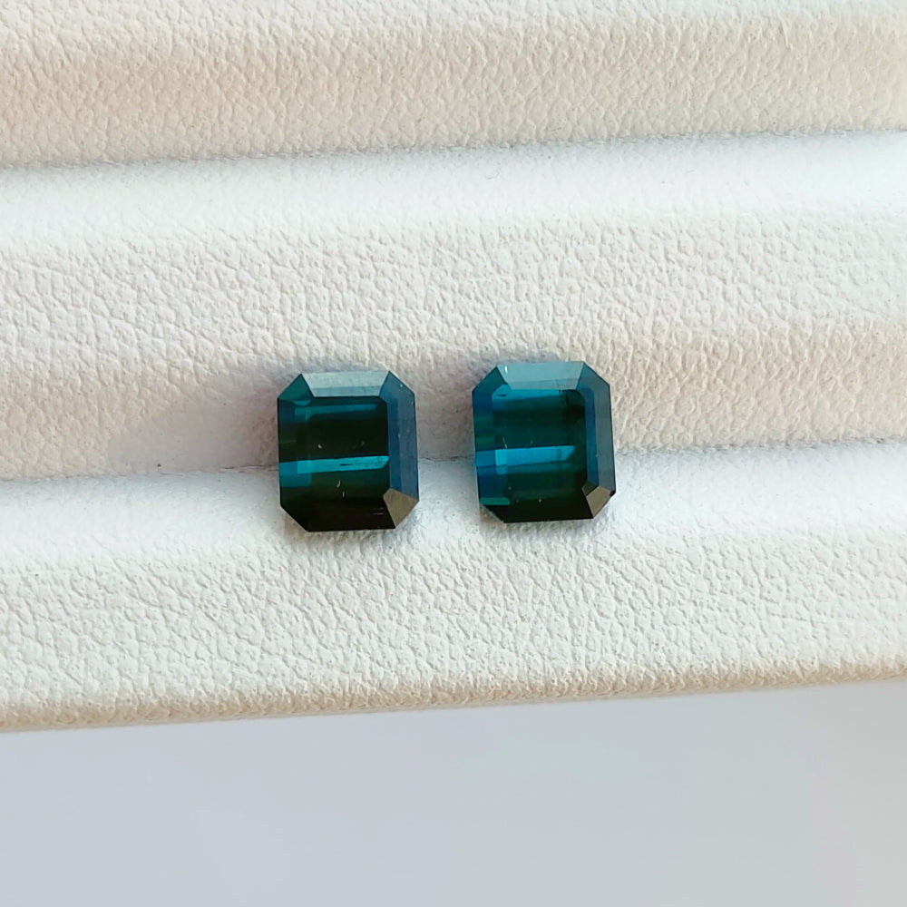 Faceted Blue tourmaline pair 2.65 ct