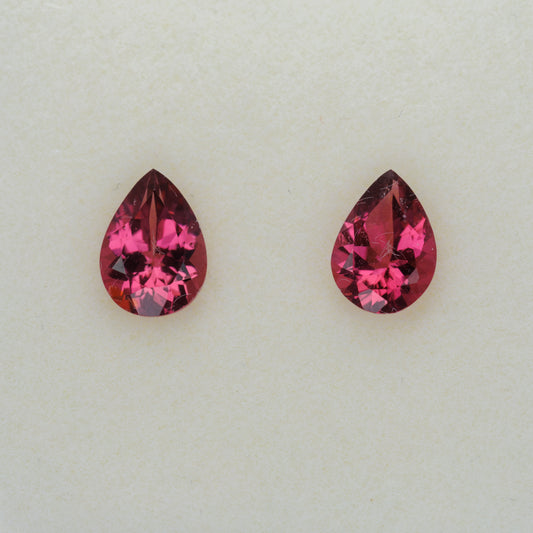 Drop shape tourmaline rubellite pair 1.24 ct