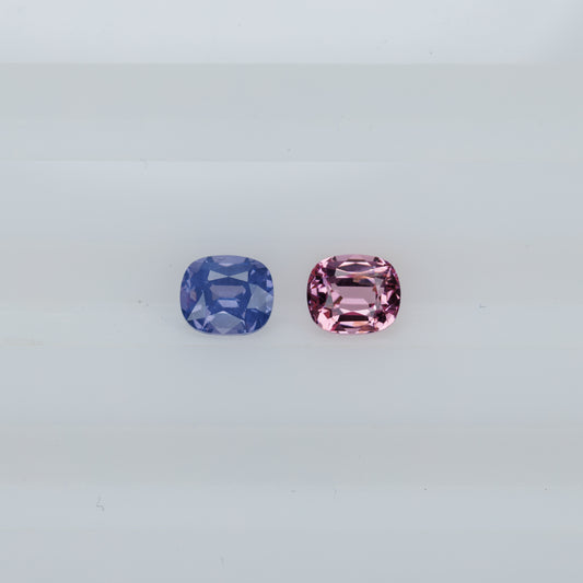 Faceted spinel pair of different colors 0.97 carats