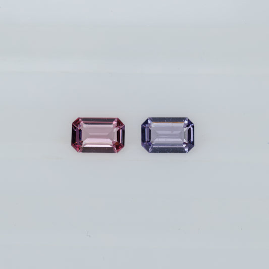 Faceted spinel pair of different colors called mismatch pairs 1.02 ct