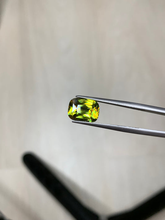 Faceted cushion sphene titanite 4.65 ct