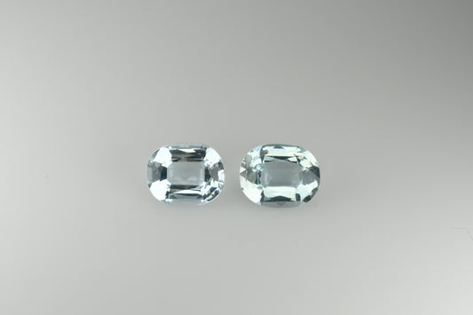 Pair of oval faceted 3.62 carat aquamarines