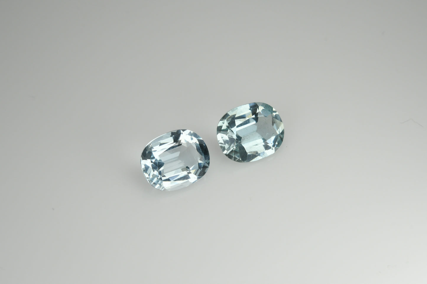 Pair of oval faceted 3.62 carat aquamarines