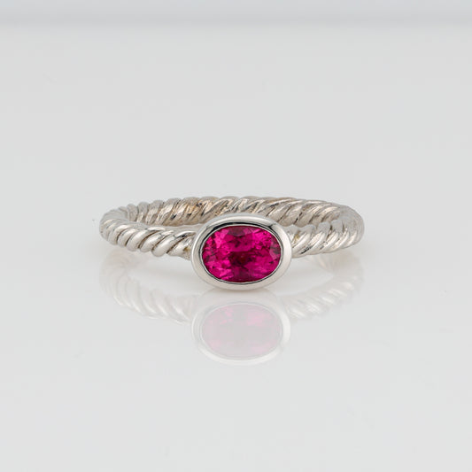 Faceted rubellite tourmaline silver ring, 1.2 cts